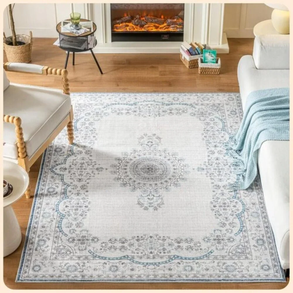 New 5x7 Bedroom Rug, Pink Beige Eco-Friendly Foldable Carpet for Home & Room